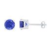 Image 1 : Womens Round Lab-Created Blue Sapphire Solitaire Earrings 2 Cttw 10kt White Gold - REF-12N9F