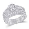 Image 1 : Round Diamond Bridal Wedding Ring Band Set 1-3/8 Cttw 14kt White Gold - REF-82Y9N
