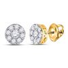 Image 1 : Womens Round Diamond Cluster Earrings 1/2 Cttw 10kt Yellow Gold - REF-28H5R