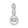 Image 1 : Womens Round Diamond Moving Teardrop Pendant 1/3 Cttw 10kt White Gold - REF-21H5R