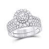 Image 1 : Round Diamond Bridal Wedding Ring Band Set 1-3/8 Cttw 14kt White Gold - REF-164R5X