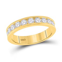 Womens Round Diamond Wedding Band 1 Cttw 14kt Yellow Gold - REF-93K9Y
