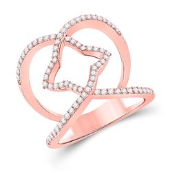 Womens Round Diamond Starburst Negative Space Ring 1/2 Cttw 14kt Rose Gold - REF-41H9R