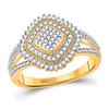 Image 1 : Womens Round Diamond Offset Square Cluster Ring 1/4 Cttw 10kt Yellow Gold - REF-20W5K