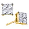 Image 1 : Womens Round Diamond Square Cluster Earrings 5/8 Cttw 18kt Yellow Gold - REF-98K5Y