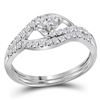 Image 1 : Round Diamond 2-Stone Bridal Wedding Ring Band Set 1/2 Cttw 10kt White Gold - REF-33M9H