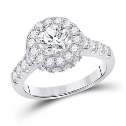 Round Diamond Solitaire Bridal Wedding Engagement Ring 2-5/8 Cttw 14kt White Gold - REF-362M5H