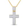Image 1 : Mens Princess Diamond Cross Charm Pendant 1 Cttw 10kt Yellow Gold - REF-43F5W