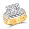 Image 1 : Round Diamond Bridal Wedding Ring Band Set 1 Cttw 10kt Yellow Gold - REF-79W5K