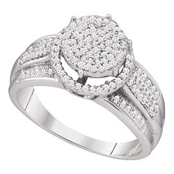 Womens Round Diamond Cluster Ring 3/8 Cttw 10kt White Gold - REF-27K9Y