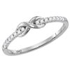 Image 1 : Womens Round Diamond Infinity Knot Stackable Band Ring 1/10 Cttw 14kt White Gold - REF-14K9Y
