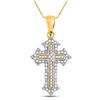 Image 1 : Womens Round Diamond Cross Religious Pendant 1/5 Cttw 10kt Yellow Gold - REF-13W9K