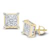 Image 1 : Womens Princess Diamond Cluster Stud Earrings 1 Cttw 14kt Yellow Gold - REF-49W9K