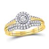 Image 1 : Round Diamond Bridal Wedding Ring Band Set 1/3 Cttw 10kt Yellow Gold - REF-32F5W