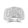 Image 1 : Mens Round Diamond Cross Cluster Ring 1/3 Cttw 10kt White Gold - REF-31A5M