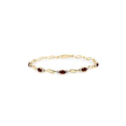 Genuine 3.39 ctw Garnet & Diamond Bracelet 14KT Yellow Gold - REF-82T6A