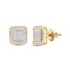 Image 1 : Mens Round Diamond Square Earrings 1/4 Cttw 10kt Yellow Gold - REF-16A9M
