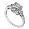 Image 1 : Womens Princess Diamond Square Cluster Ring 1/2 Cttw 14kt White Gold - REF-32F5W