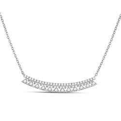 Womens Round Diamond Curved Bar Necklace 1/2 Cttw 14kt White Gold - REF-43W5K