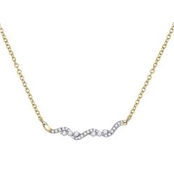 Womens Round Diamond Bar Necklace 1/5 Cttw 14kt Yellow Gold - REF-25F9W