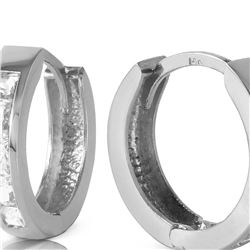 Genuine 1.20 ctw White Topaz Earrings 14KT White Gold - REF-37R6P