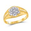 Image 1 : Mens Round Diamond Matte Flower Cluster Ring .02 Cttw 10kt Yellow Gold - REF-12W9K