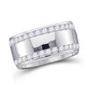 Image 1 : Womens Round Channel-set Diamond Double Row Wedding Band 1/2 Cttw 14kt White Gold - REF-60M9H