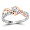 Image 1 : Round Diamond 2-stone Bridal Wedding Engagement Ring 1/2 Cttw 14kt Two-tone Gold - REF-41R9X