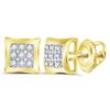 Image 1 : Mens Round Diamond Square Cluster Earrings 1/20 Cttw 10kt Yellow Gold - REF-7K9Y
