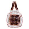 Image 1 : Womens Round Red Color Enhanced Diamond Square Pendant 1/4 Cttw 10kt Rose Gold - REF-23R9X