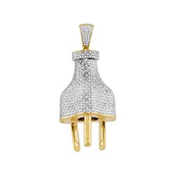 Mens Round Diamond Plug Charm Pendant 1 Cttw 10kt Yellow Gold - REF-98N5F