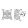 Image 1 : Mens Round Diamond Square Kite Cluster Stud Earrings 1/3 Cttw 10kt White Gold - REF-17X5A