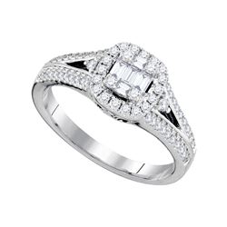 Round Diamond Cluster Bridal Wedding Engagement Ring 1/2 Cttw 18kt White Gold - REF-100W5K