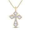 Image 1 : Womens Round Diamond Cross Pendant 1/20 Cttw 10kt Yellow Gold - REF-3W5K