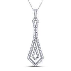 Womens Round Diamond Geometric Fashion Pendant 1/4 Cttw 10kt White Gold - REF-17Y5N