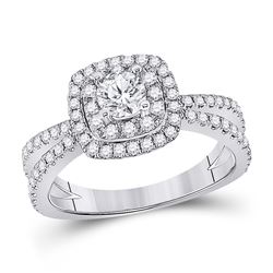 Round Diamond Solitaire Bridal Wedding Engagement Ring 1 Cttw 14kt White Gold - REF-120X5A
