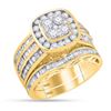 Image 1 : Round Diamond Cluster Bridal Wedding Ring Band Set 1-3/4 Cttw 14kt Yellow Gold - REF-129H9R