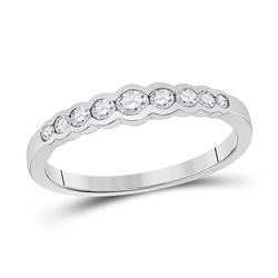 Womens Round Diamond Stackable Band Ring 1/3 Cttw 10kt White Gold - REF-27M9H