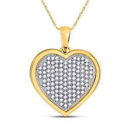 Womens Round Diamond Cluster Heart Pendant 1/3 Cttw 10kt Yellow Gold - REF-16R9X
