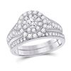 Image 1 : Round Diamond Bridal Wedding Ring Band Set 1 Cttw 10kt White Gold - REF-74N9F