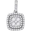 Womens Round Diamond Square Cluster Pendant 7/8 Cttw 14kt White Gold - REF-65A5M