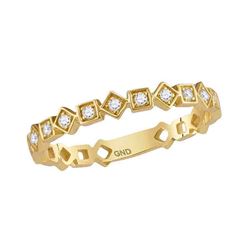 Womens Round Diamond Squares Stackable Band Ring 1/10 Cttw 14kt Yellow Gold - REF-15A9M