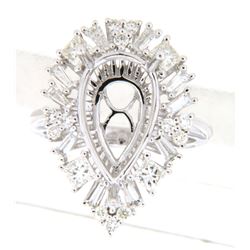 1.4 CTW Princess Diamond Semi Mount Ring 14K White Gold - REF-164Y2X