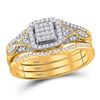 Image 1 : Round Diamond 3-Piece Bridal Wedding Ring Band Set 1/4 Cttw 10kt Yellow Gold - REF-27W9K