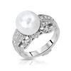 Image 1 : 9.18 CTW Pearl & Diamond Ring 14K White Gold - REF-96F2N