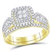 Image 1 : Princess Diamond Bridal Wedding Ring Band Set 1 Cttw 14kt Yellow Gold - REF-65X5A