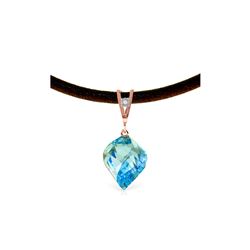 Genuine 13.91 ctw Blue Topaz & Diamond Necklace 14KT Rose Gold - REF-58M5T