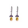 Image 1 : Genuine 3.4 ctw Citrine & Amethyst Earrings 14KT White Gold - REF-26P6H