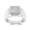 Image 1 : Mens Round Diamond Square Ring 1/2 Cttw 10kt White Gold - REF-41W5K