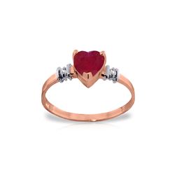 Genuine 1.03 ctw Ruby & Diamond Ring 14KT Rose Gold - REF-34Z6N